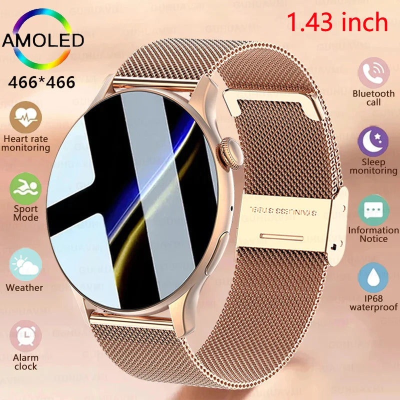 Relógio Esportivo Feminino Smart Watch Feminino - Tela GPS Track - Monitoramento de Saúde Voz Bluetooth Chamada